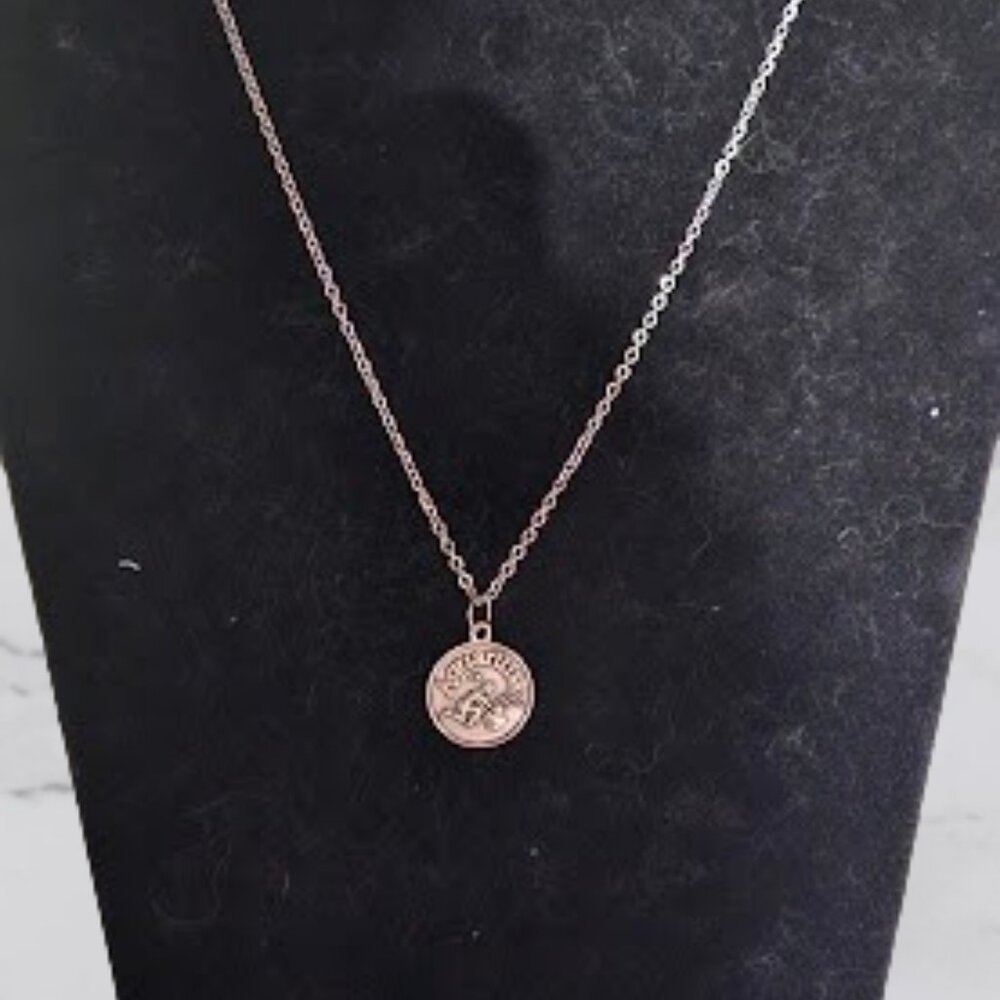 Aquarius Zodiac Steel Tinted Hand Assembled  Necklace